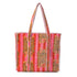 The Tibetan Tiger Tote in Velvet in Pink — Detail of the Tibetan tiger motif sinking into the cotton velvet pile