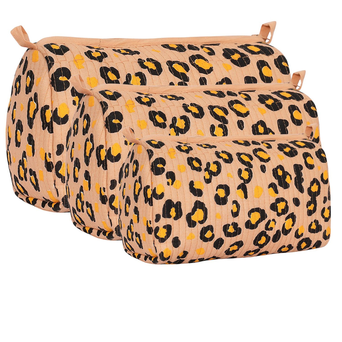 The Leopard Travel Set in Red — handmade cotton travel pouch set, ethically made in Rajasthan, India