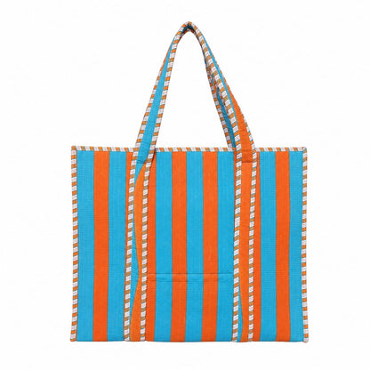 The Stripe Tote — handmade hand block printed cotton tote bag, ethically made in Rajasthan, India