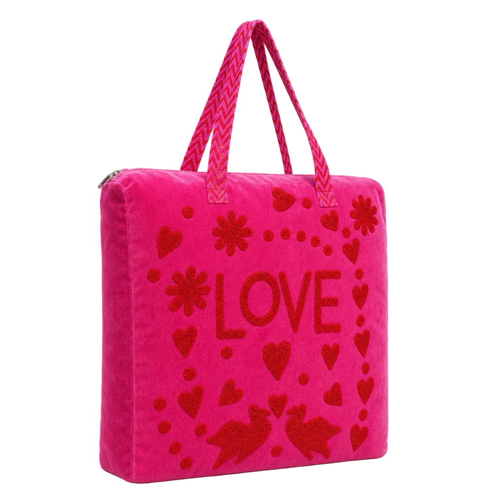 Love Suzani Tote — hand-block-printed cotton tote with Suzani-inspired Central Asian motif, ethically made in Rajasthan