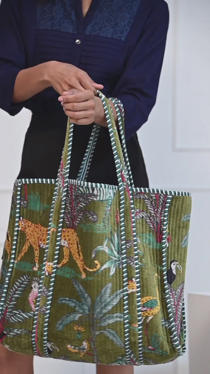 The Jungle Tote in Velvet
